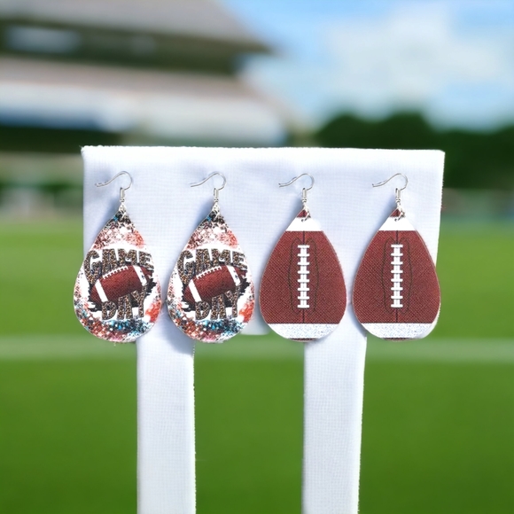 A Just-Jen Fav!!💖 2 Pairs of Women's Leather Game Day Football Earrings!!🏈💖 - Picture 15 of 16